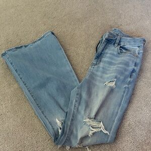 American Eagle Outfitters Light Blue Distressed Wide Leg Jeans 0R ! EUC!